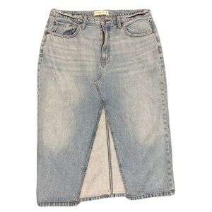 Abercrombie & Fitch High Rise Denim Midi Skirt – Front Slit (Size 32)